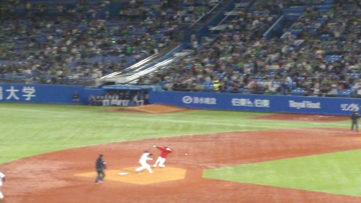 ヤクルト 古賀優大 盗塁阻止でナイスプレー本日2つ目　中村奨成は盗塁失敗　ヤクルト vs 広島　2025年5月7日(水) 神宮球場