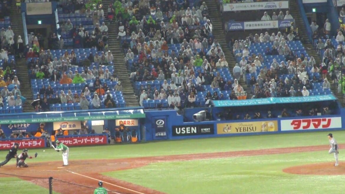 ヤクルト 古賀優大 デッドボール　ヤクルト vs 巨人　2025年5月9日(金)　神宮球場