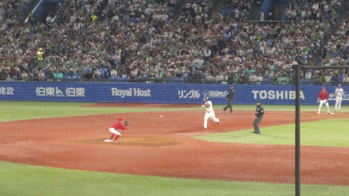 広島 高橋昂也のキャッチによる、163のダブルプレー　ヤクルト vs 広島　2025年5月5日(月) 神宮球場