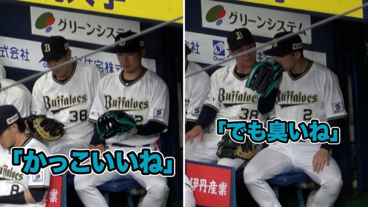 来田の新しいグローブの感触を確かめる若月健矢