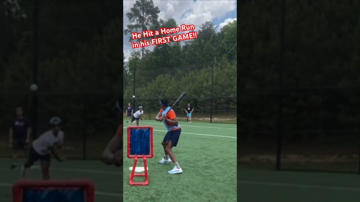 He Hit a Home Run in his FIRST GAME!! #shorts #wiffleball #sports #viral #blowup #mlb #fyp #homerun