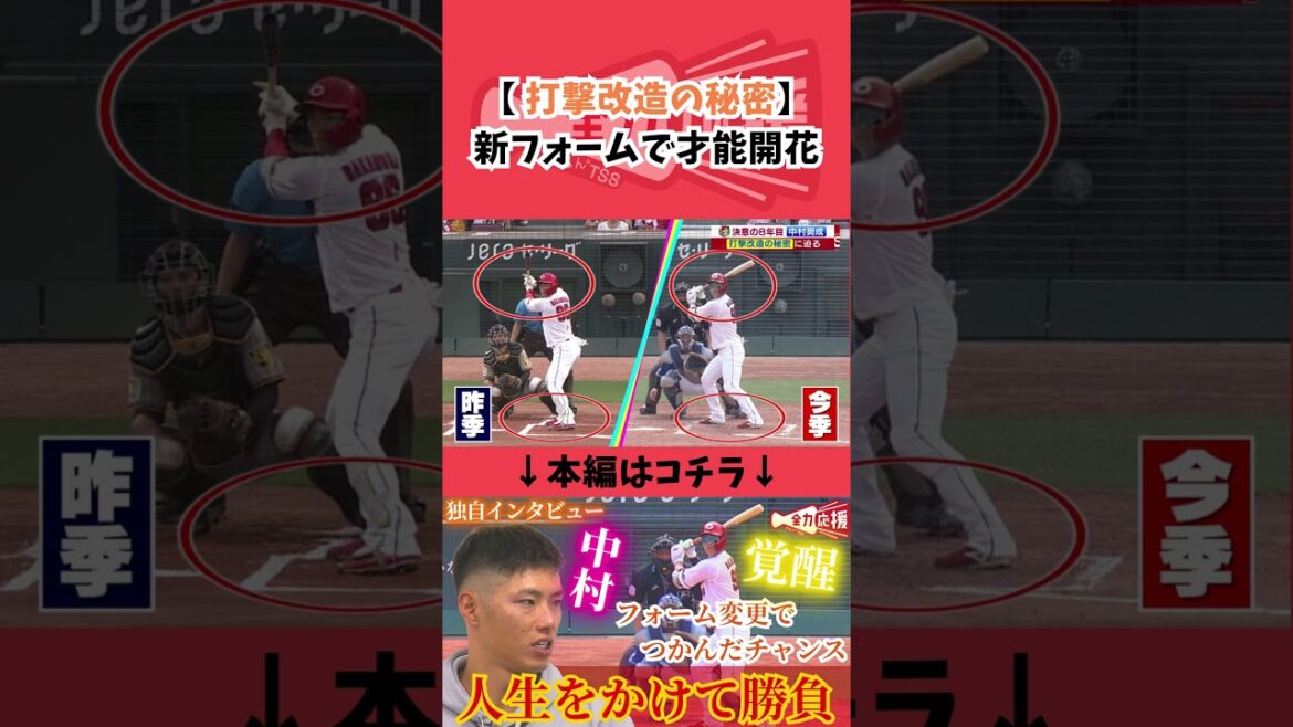 中村奨成の新打撃フォームに迫る！ #広島東洋カープ #野球 #プロ野球 #中村奨成