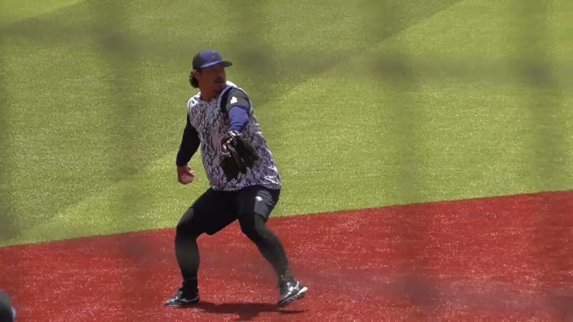 2025年5月7日 イースタンリーグ 巨人戦・守備ノック練習風景