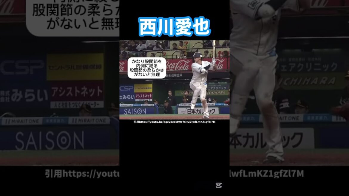 西武西川愛也のバッティングフォーム解説#野球 #プロ野球#西武ライオンズ#西川愛也