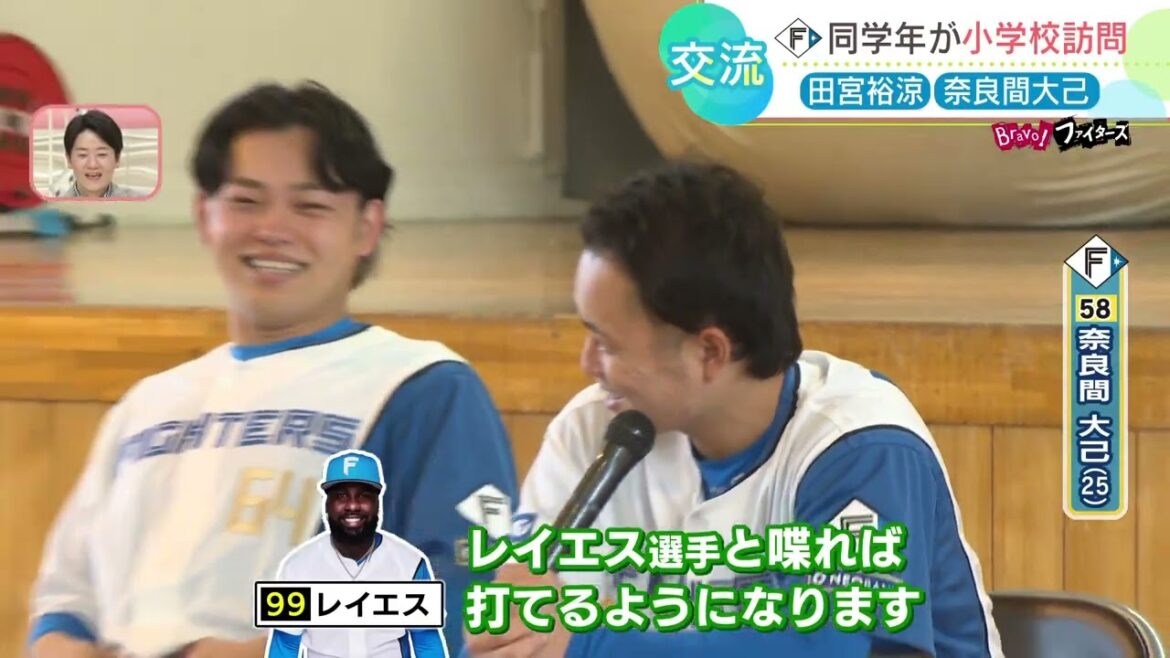 【ファイターズ】田宮選手と奈良間選手の同い年コンビが小学校を訪問！
