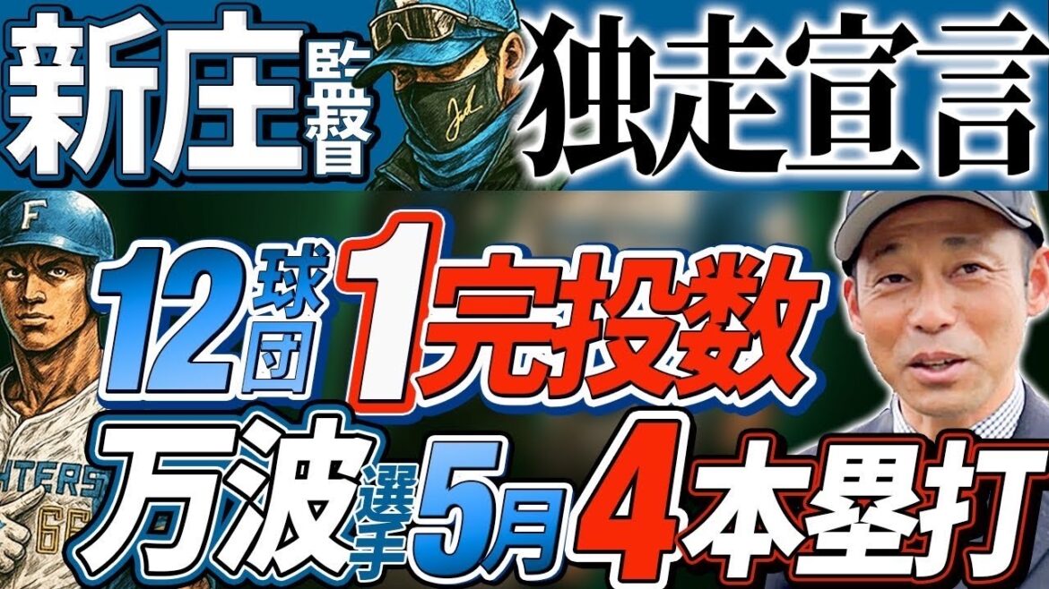 日本ハム、パリーグ首位。新庄監督交流戦までに「独走宣言」5月好調の万波、清宮。12球団1の完投数