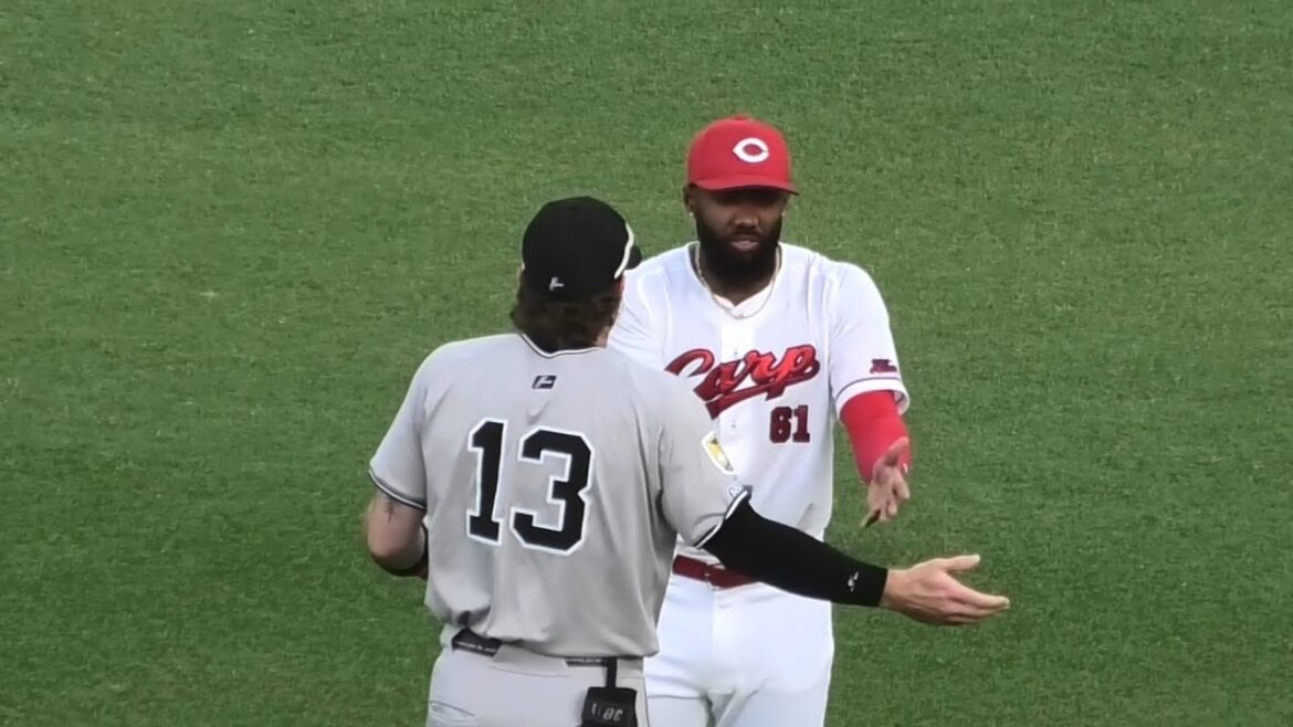 ファビアンとキャベッジ 、お互い歩み寄りハグ、仲良くエールを交わす！広島東洋カープvs読売ジャイアンツ 2025年5月13日