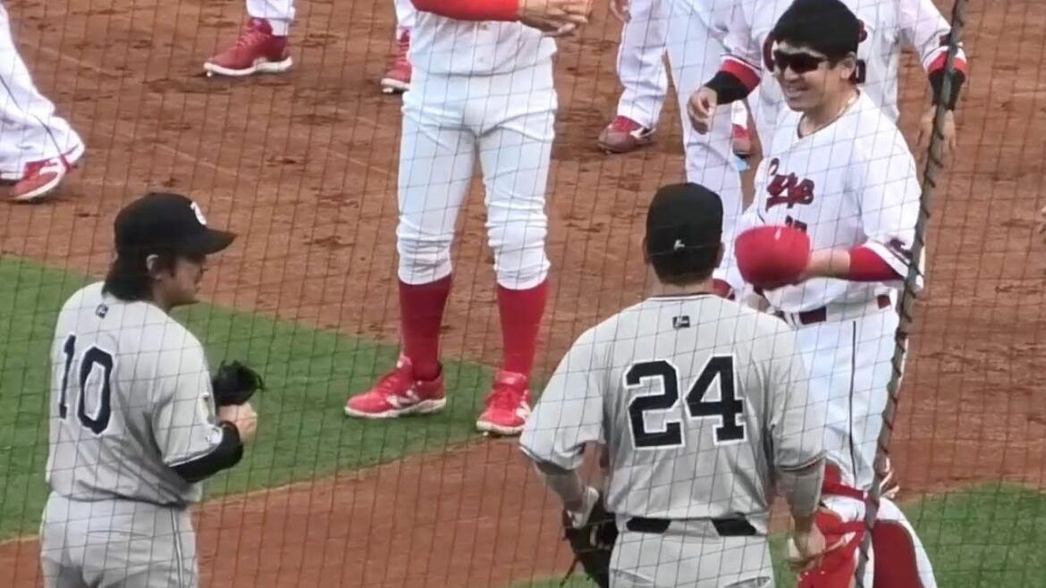 カープ會澤がニコニコ！巨人甲斐と大城から近寄り仲良くエールを交わす！広島東洋カープvs読売ジャイアンツ 2025年5月13日