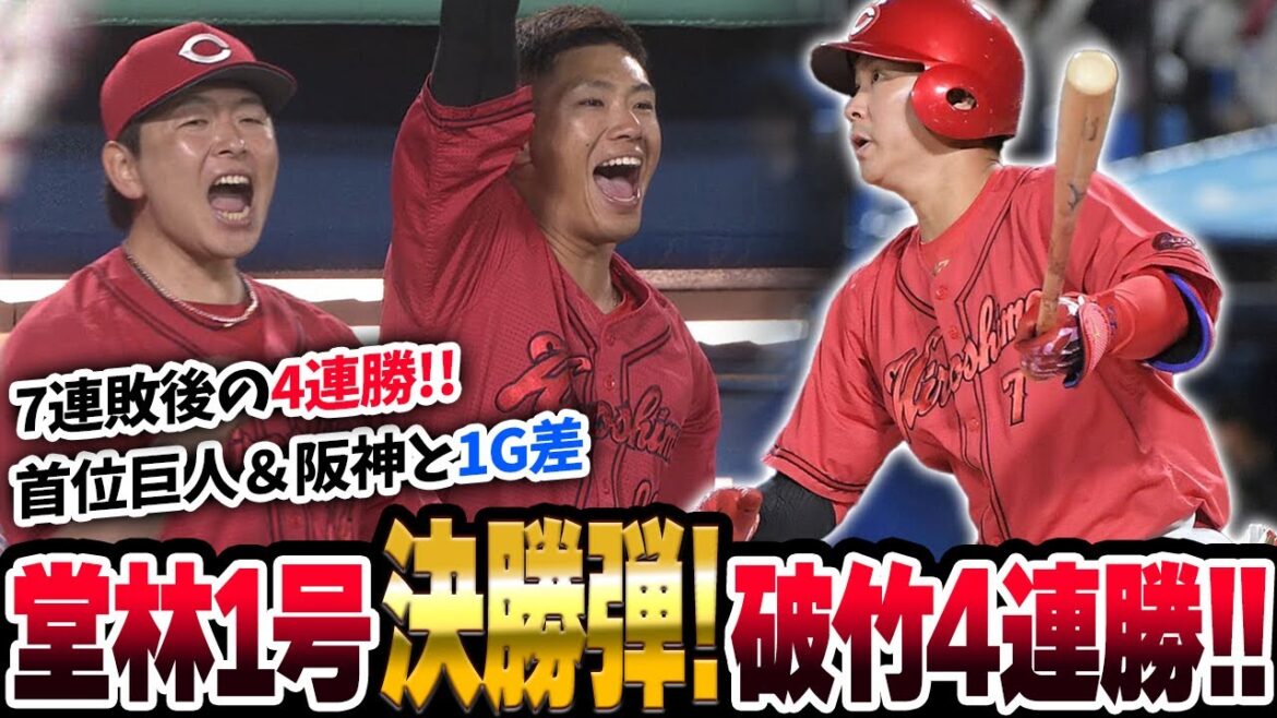カープ堂林1号決勝ホームランで破竹の4連勝!菊池1号ダメ押し弾!中村奨成先制打!ファビアン2安打1打点!代打野間タイムリー内野安打!9連戦を勝率5割で乗り切る!【広島5-3ヤクルト】 カープ堂林1号決勝ホームランで破竹の4連勝!菊池1号ダメ押し弾!中村奨成先制打!ファビアン2安打1打点!代打野間タイムリー内野安打!9連戦を勝率5割で乗り切る!【広島5-3ヤクルト】
