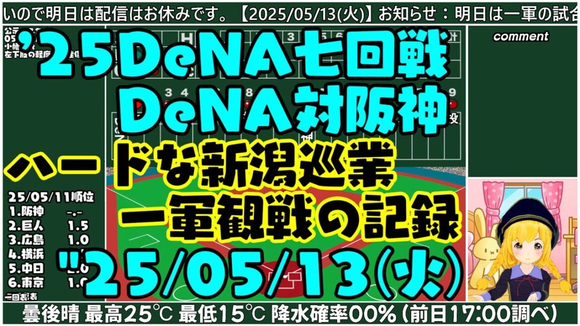 【対DeNA七回戦】"25/05/13(火) DeNA対阪神 ハードな新潟巡業【まいちゃん野球観戦録】