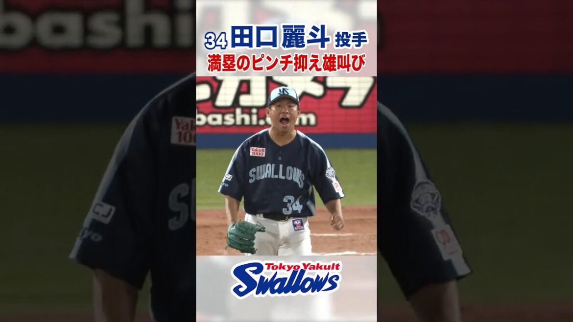 田口麗斗投手 満塁のピンチ抑え雄叫び  #swallows #田口麗斗 #shorts