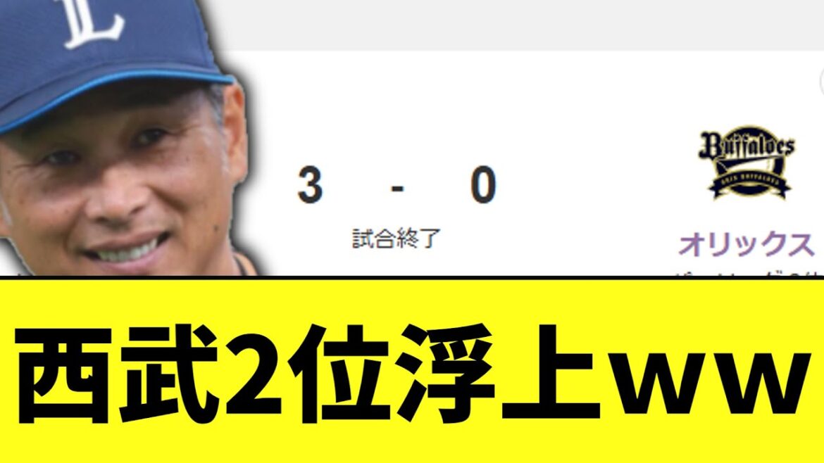 西武ライオンズ単独2位浮上wwwwwwwwwwwwww