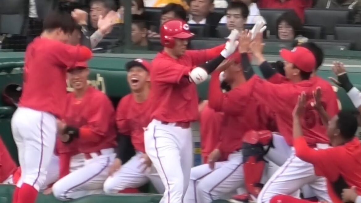 秋山翔吾が先頭打者ホームランを打った瞬間のカープベンチ！広島東洋カープvs阪神タイガース 2025年5月16日