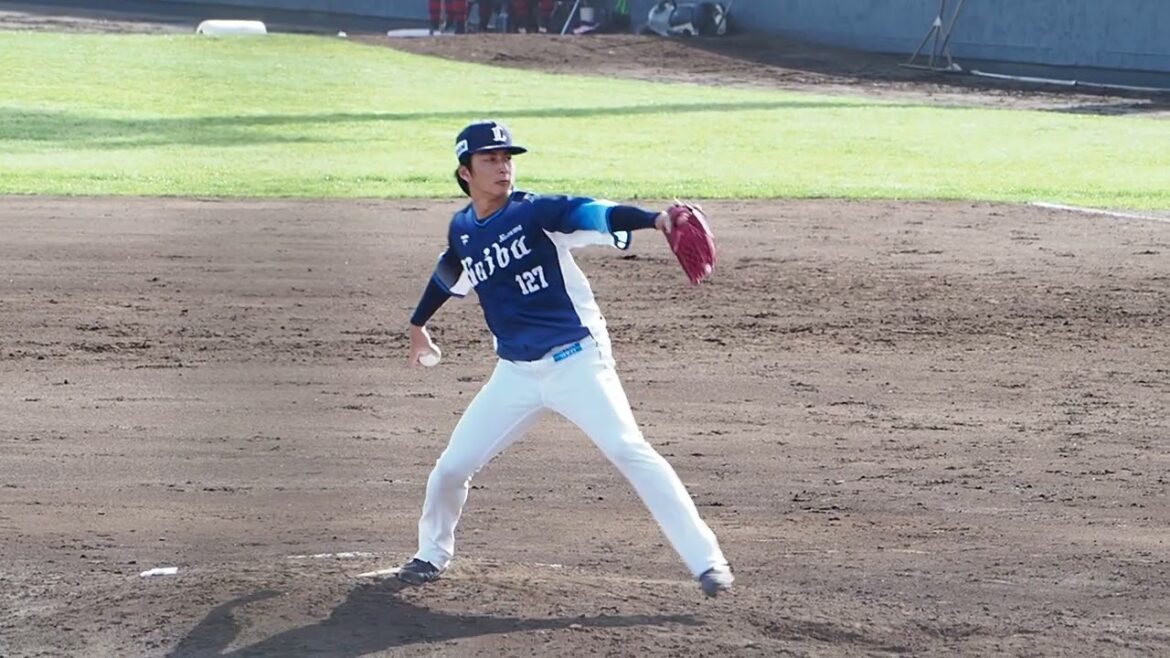 2025.05.03 千葉スカイ-埼玉西武 #森脇亮介 投球練習 (袖ケ浦)