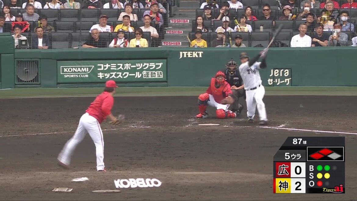 【快音轟く】5回裏、#大山悠輔 選手の引っ張った当たりはレフト線2点タイムリーツーベースヒットに！【2025/5/17Ｔ－Ｃ】