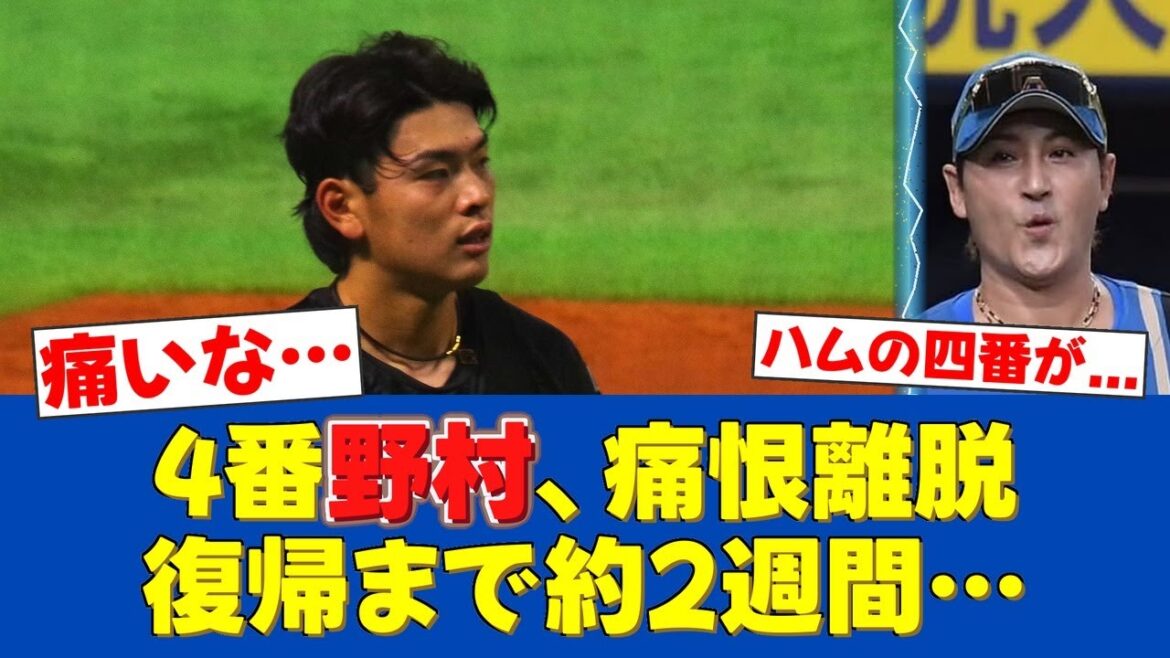 【悲報】ハム4番野村佑希、左内腹斜筋肉離れで登録抹消…全治2週間、チームに激震【日ハムファンの反応】【F速報】