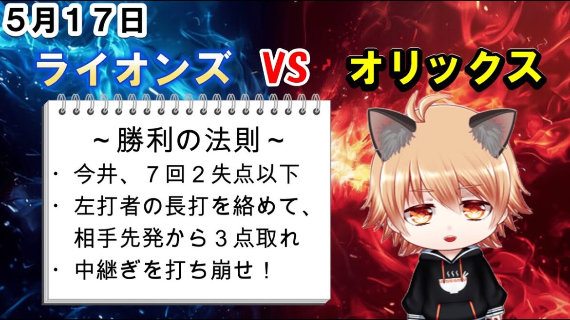 今井は勝つ！　埼玉西武ライオンズVSオリックスバファローズ