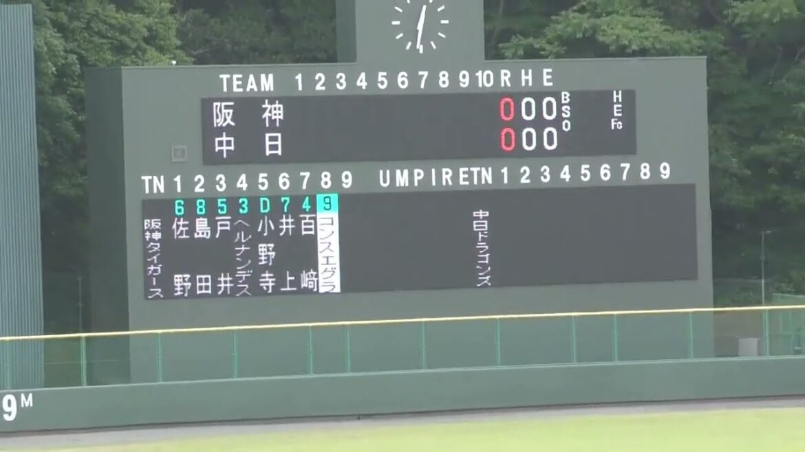 阪神二軍スタメン発表　2025年5月18日(日) 中日 - 阪神 10回戦　蒲郡球場