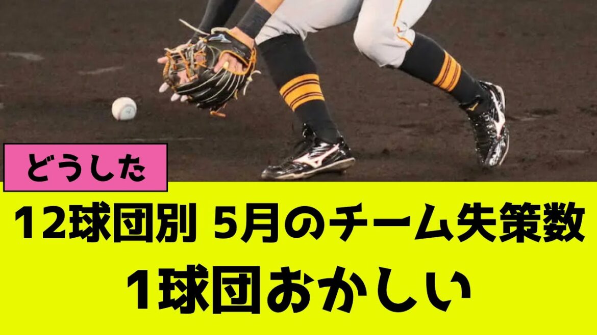 プロ野球12球団別、5月のチーム失策数、1球団おかしい