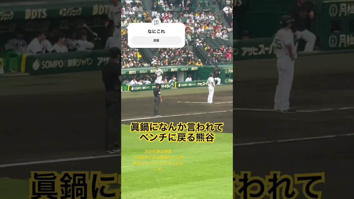 眞鍋になんか言われてネクストからベンチに帰る熊谷 #熊谷敬宥 #眞鍋