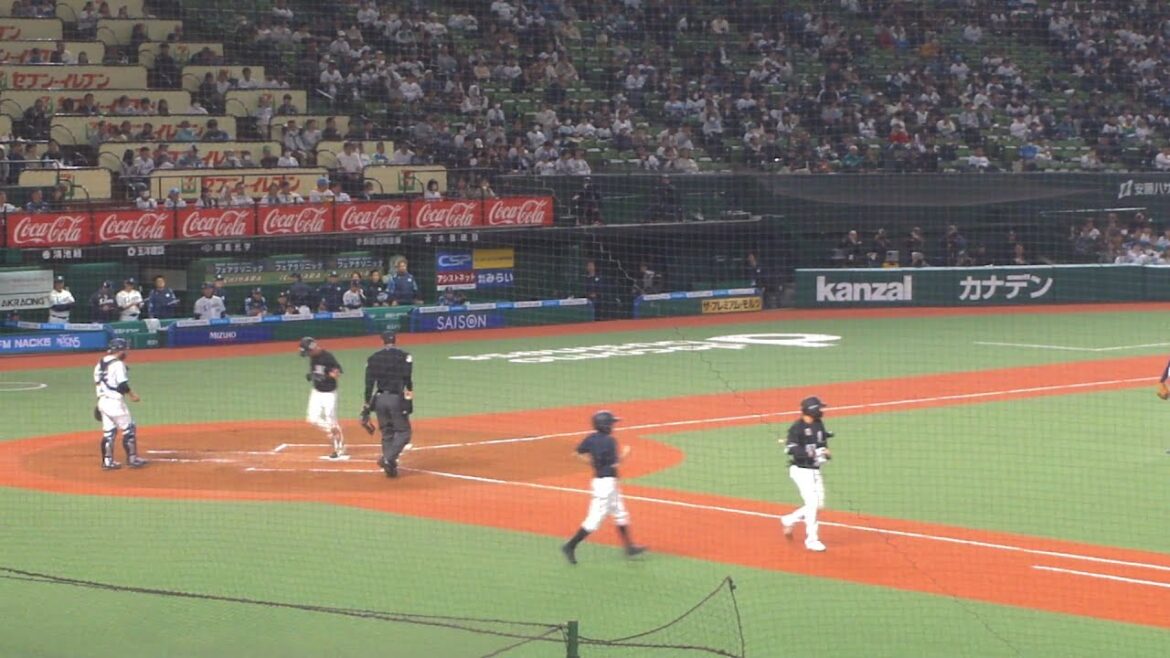 ロッテ 小川龍成 押し出しデッドボール　西武 vs ロッテ　2025年4月8日(火) ベルーナドーム