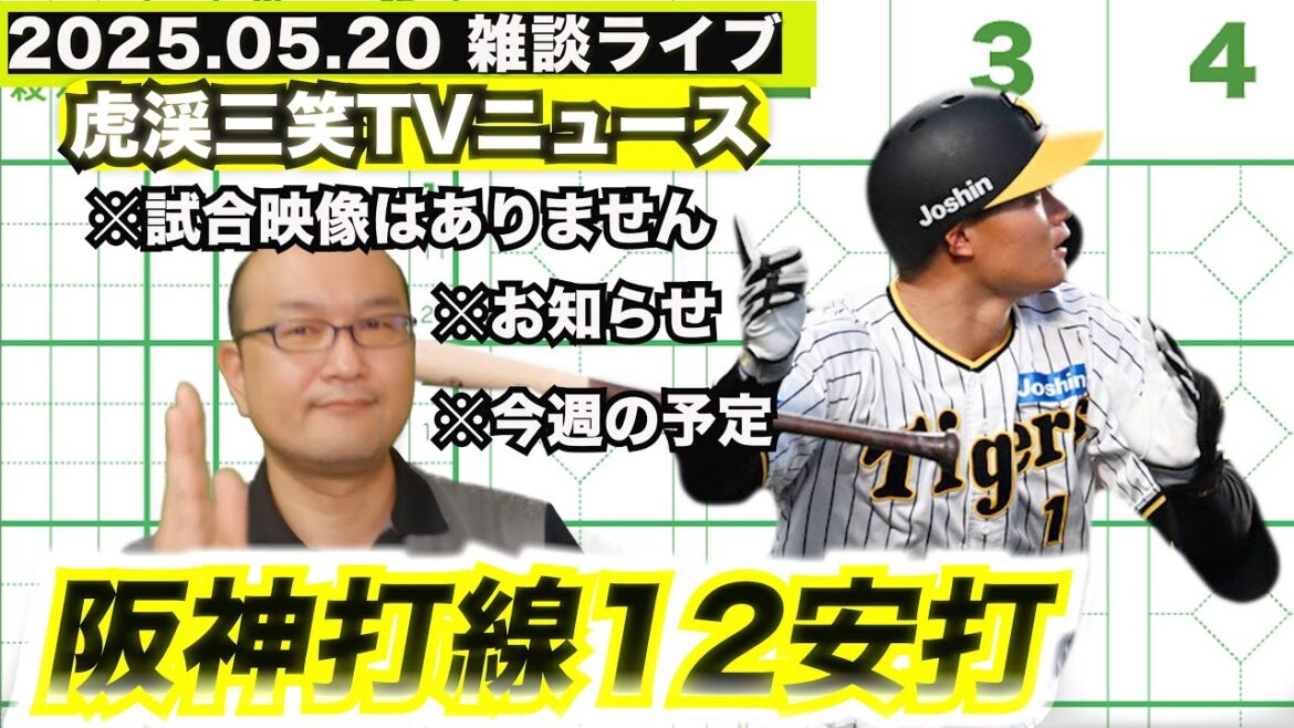 【虎渓三笑TV】ライブ配信 2025.05.20 ピックアップ 阪神 vs 巨人 岡本和真 丸佳浩が不在の巨人打線。リチャードは？ドラフト候補2025他 ※阪神応援系チャンネルではありません。