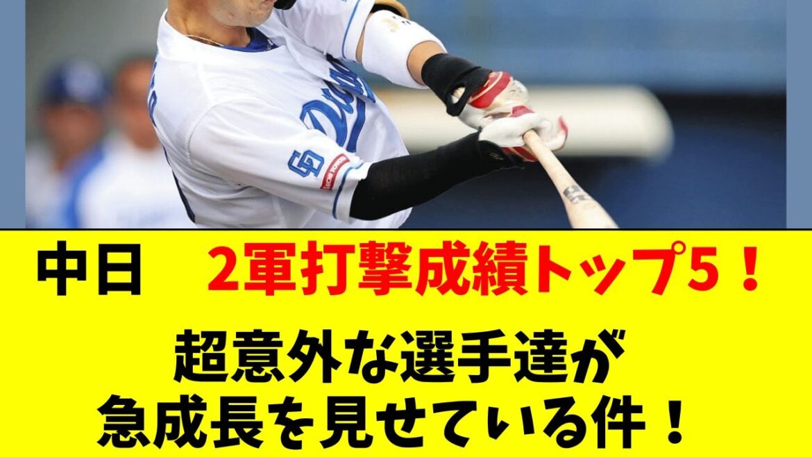 【中日】2軍のOPSトップ5がめちゃくちゃ面白い事にｗｗ