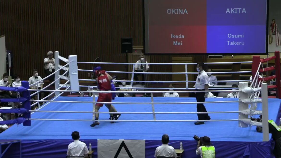 2022年IH ボクシング 男子 ウェルター級 1回戦 池田米偉 沖縄水産(沖縄) vs 大隅駿琉 金足農(秋田)