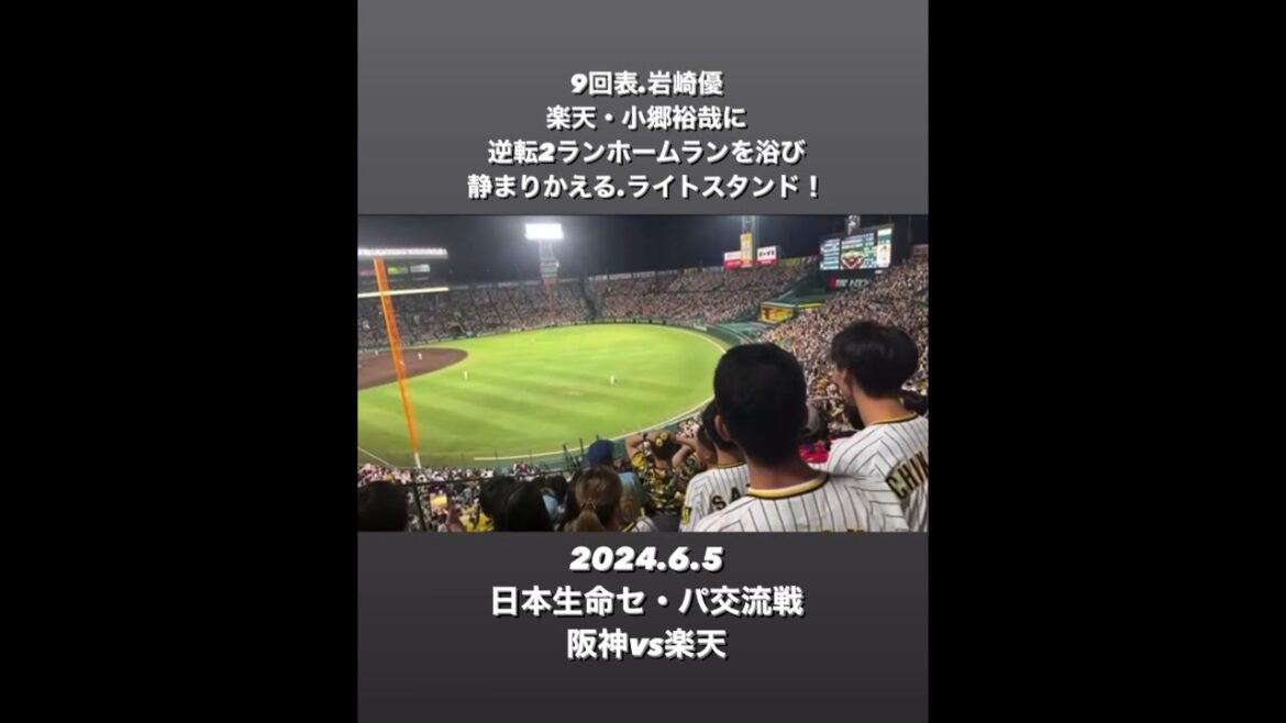 9回表.岩崎優  楽天・小郷裕哉に逆転2ランホームランを浴び 静まりかえるライトスタンド！ 「2024.6.5 日本生命セ・パ交流戦  阪神vs楽天」  #shorts