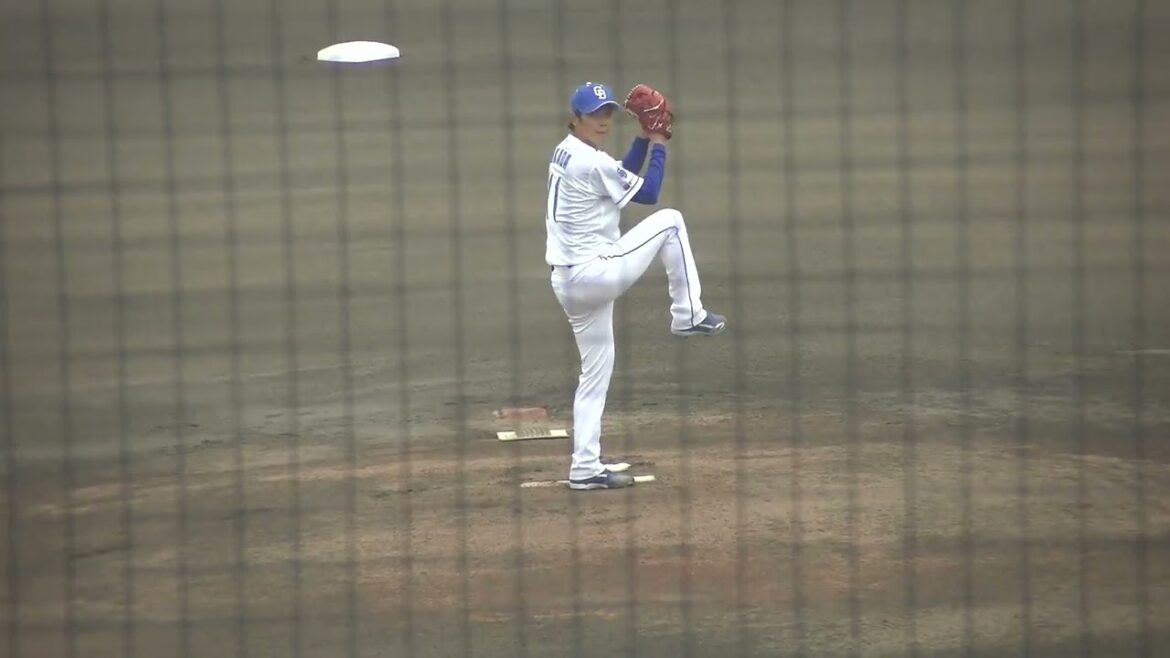 中日ドラゴンズ 岡田俊哉投手 投球練習 守備に就く野手陣の姿も 2025/5/16 ナゴヤ球場