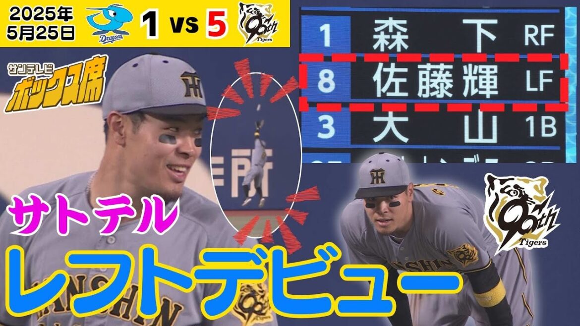 【強肩炸裂】サトテル🈠レフト守備まとめ（2025年5月25日 中日-阪神）  #サンテレビボックス席