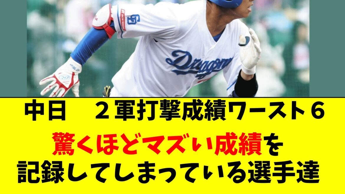 【中日】2軍のOPSワースト６がとんでもなくヤバイ件