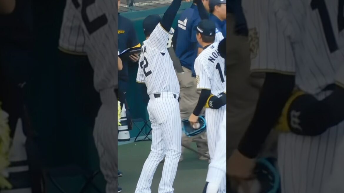 レジェンドの対決を終えた能見篤史と上原浩治に駆け寄る藤川監督