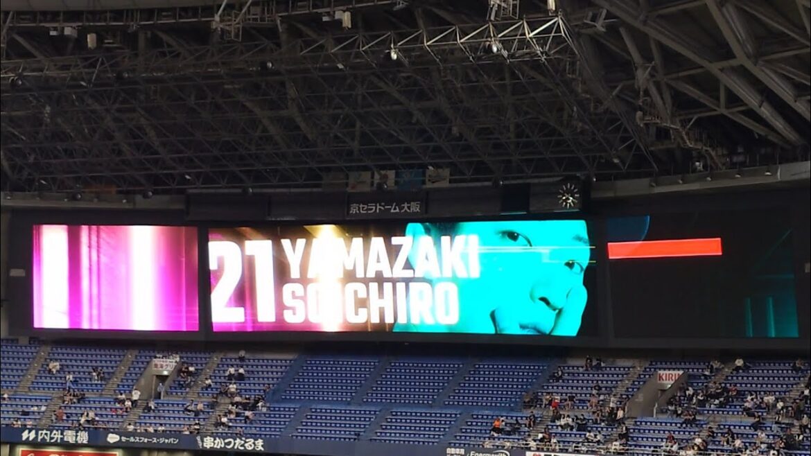 山崎颯一郎 投手 ｢Stray Kids  LALALALA｣ 登場曲 オリックス･バファローズ 選手 ビジョン映像 PV演出 ヘッドショット@京セラドーム 2025