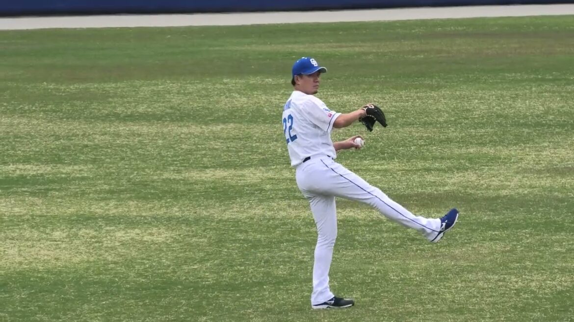 中日ドラゴンズ 大野雄大投手が田島慎二コーチと先発投手の試合前キャッチボール 2025/4/22 ナゴヤ球場