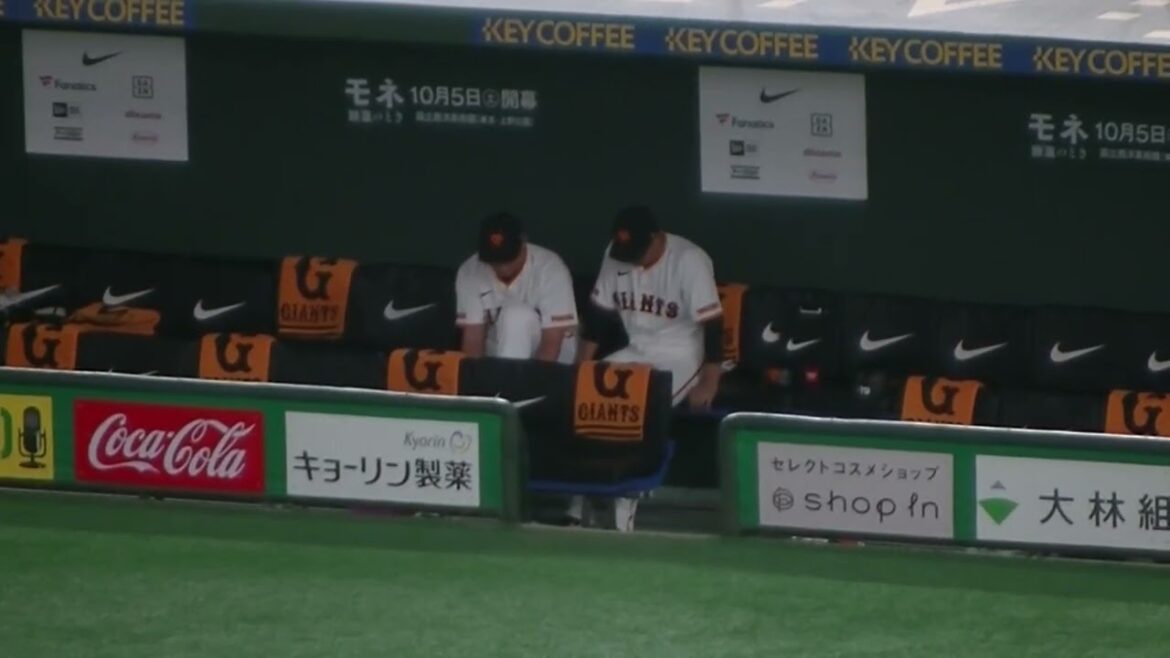 ジャイアンツベンチ〜小林誠司が中山礼都と仲良く話す（2024年9月27日 読売ジャイアンツ 対 中日ドラゴンズ）