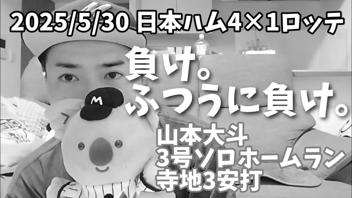 【5月30日(金)】日本ハム対ロッテ 振り返り 負け。ふつうに負け。山本大斗3号ソロホームラン、寺地3安打。