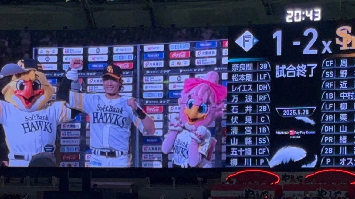 2025.05.28 ホークスvs日本ハム ルーフオープンデー 周東のサヨナラヒットで勝利！！