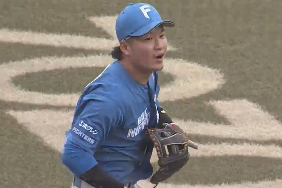 好守備を披露した日本ハム・奈良間大己【画像：パーソル パリーグTV】