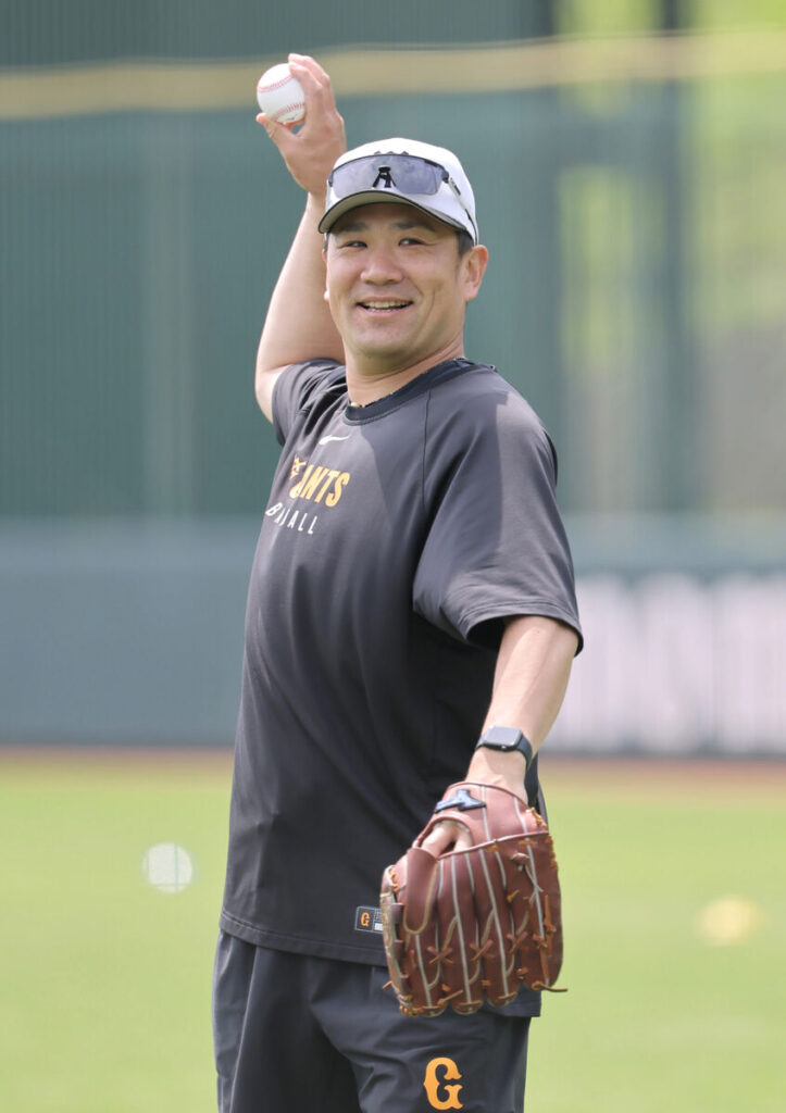 キャッチボールする田中将大