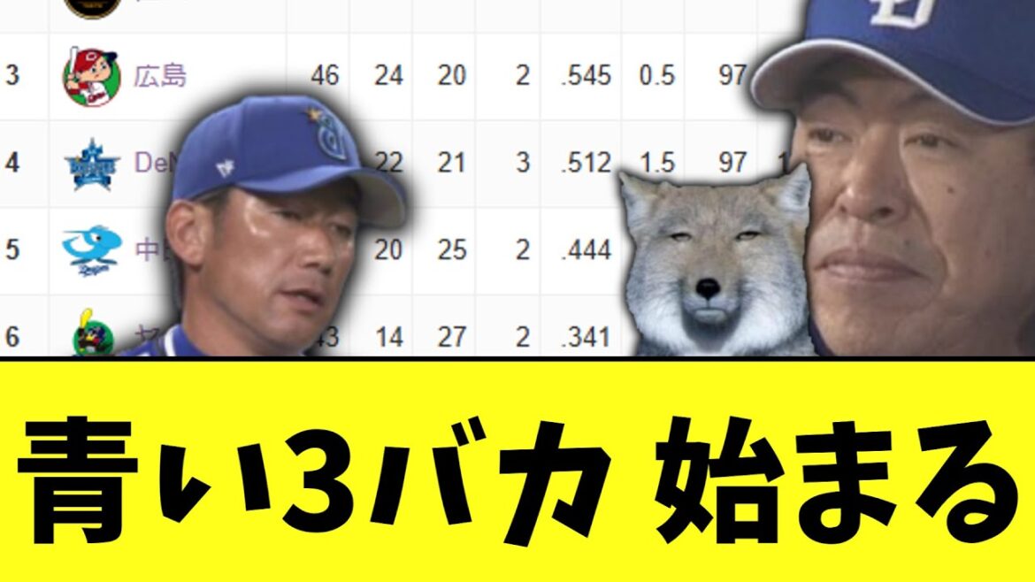 セリーグの青い3バカ達 始まりだす… セリーグの青い3バカ達 始まりだす...
