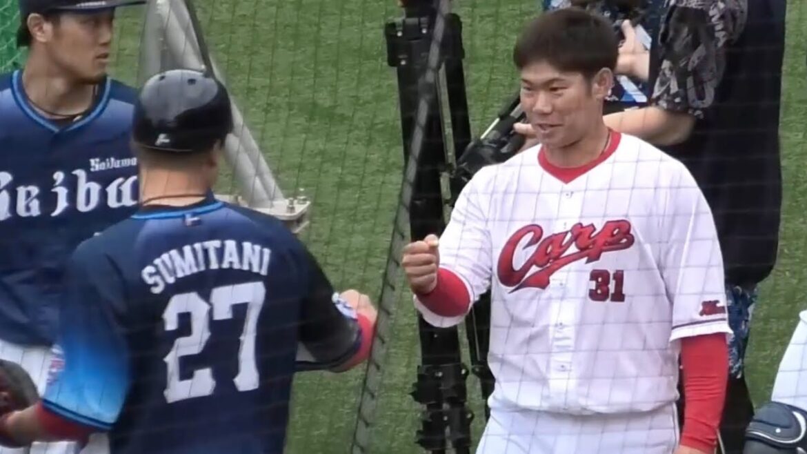 坂倉将吾、師弟関係となる炭谷銀仁朗師匠にご挨拶！広島東洋カープvs埼玉西武ライオンズ 2025年6月6日