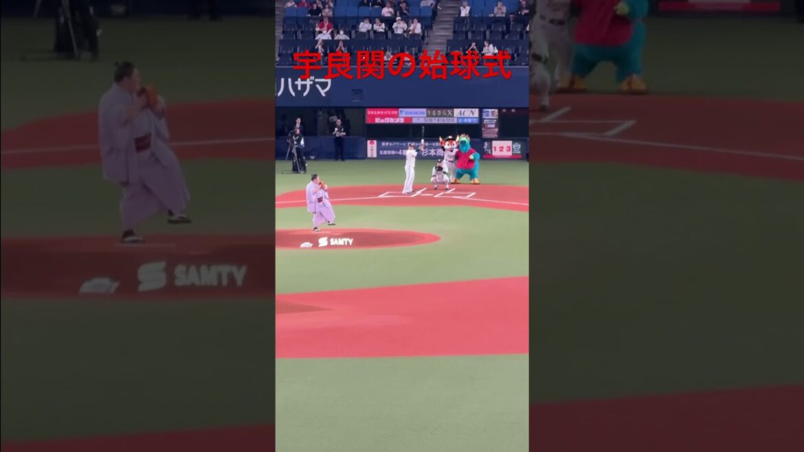 【オリックスバファローズ】交流戦の始球式に大相撲の宇良関が登場#6月3日オリックスバファローズvs広島カープ#shorts