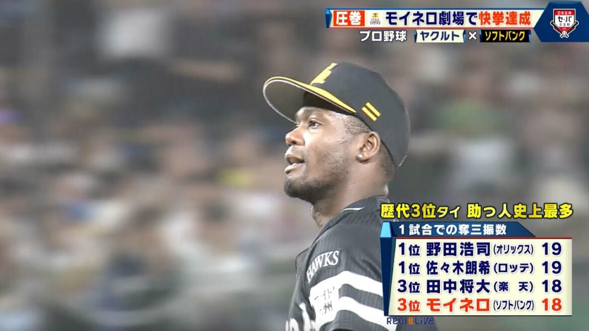 【ソフトバンク】モイネロが快挙！8回までに18個の三振を奪う！歴代3位 助っ人史上最多記録｜プロ野球 ヤクルト 対 ソフトバンク｜2025年6月6日