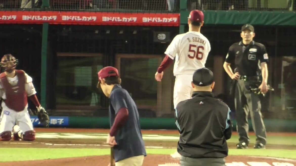 2025年6月4日交流戦  東北楽天・鈴木 翔天 投手の準備投球（ボールデッド中)