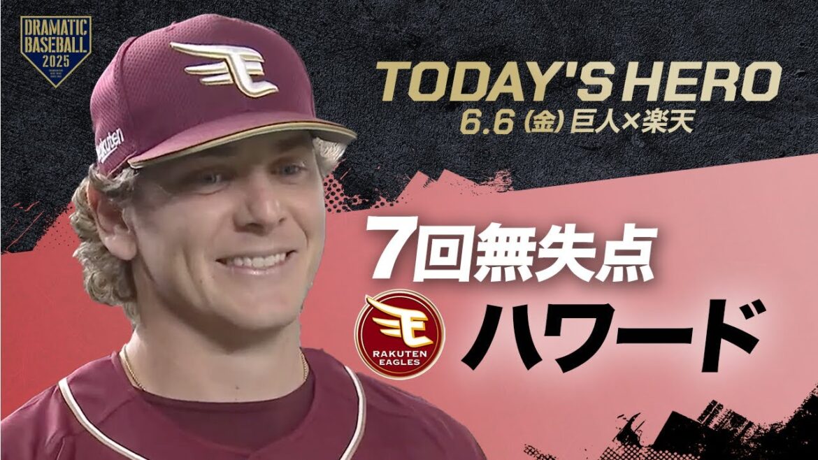 【今日のヒーロー】7回無失点 楽天・ハワード投手【巨人×楽天】 【今日のヒーロー】7回無失点 楽天・ハワード投手【巨人×楽天】