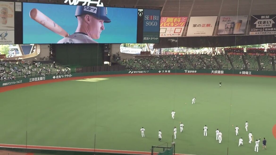 西武ライオンズのスタメン発表と直前ウォーミングアップする選手たち #ベルーナドーム