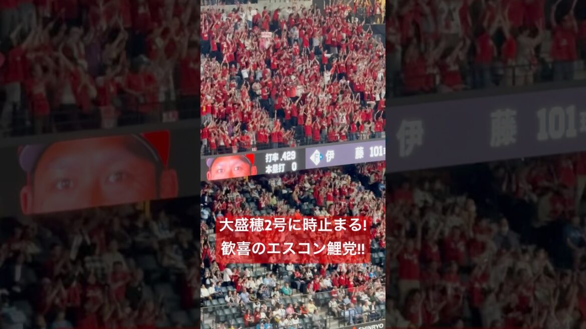 広島カープ大盛穂2号ホームランに一瞬時が止まる！着弾後歓喜のエスコンフィールドカープファン！#大盛穂 #ホームラン #カープ