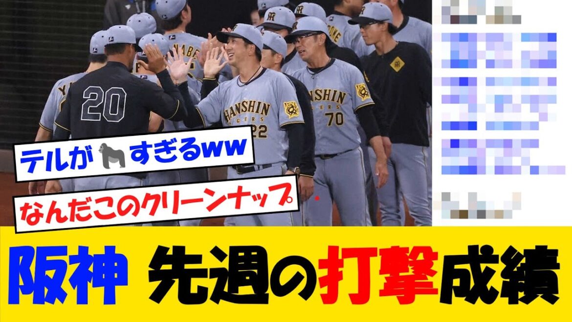 先週(6/3~6/8)阪神の打撃成績がこちら【野球情報】【2ch 5ch】【なんJ なんG反応】【野球スレ】 先週(6/3~6/8)阪神の打撃成績がこちら【野球情報】【2ch 5ch】【なんJ なんG反応】【野球スレ】