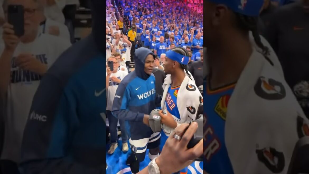 Anthony Edwards & Shai Gilgeous-Alexander embrace after the Western Conference Finals 🔥